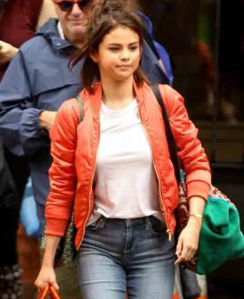 Selena Gomez Bomber Red Jacket